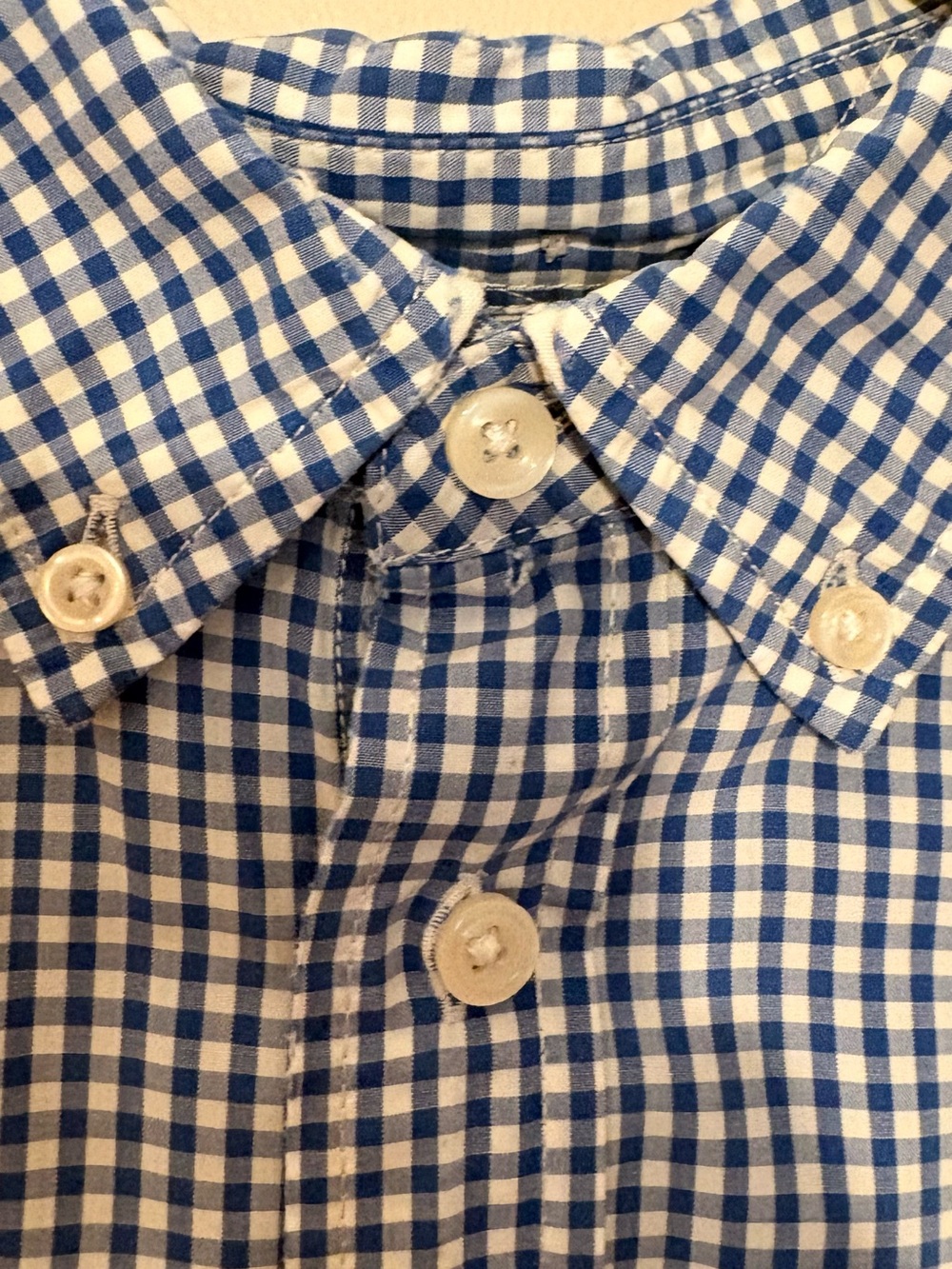 GAP Mens Medium Classic Blue & White Gingham Button-Down Shirt -100% Cotton - Picture 6 of 14